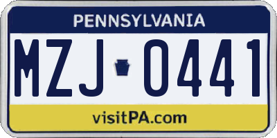 PA license plate MZJ0441