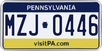 PA license plate MZJ0446