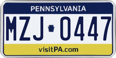 PA license plate MZJ0447