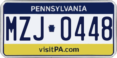 PA license plate MZJ0448