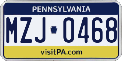 PA license plate MZJ0468
