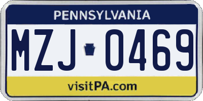 PA license plate MZJ0469