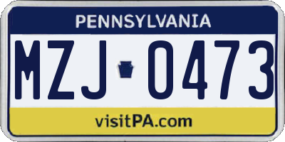 PA license plate MZJ0473