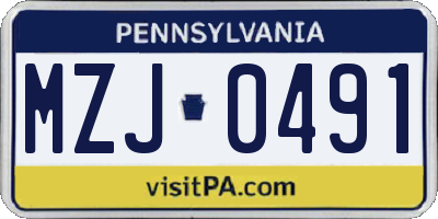 PA license plate MZJ0491