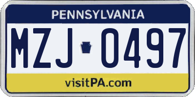 PA license plate MZJ0497