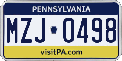 PA license plate MZJ0498