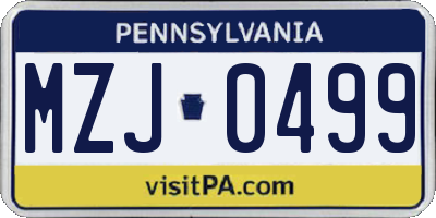 PA license plate MZJ0499