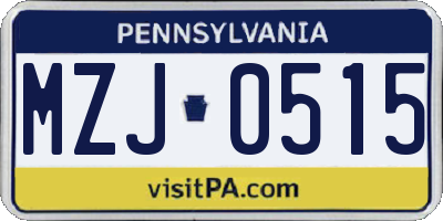 PA license plate MZJ0515