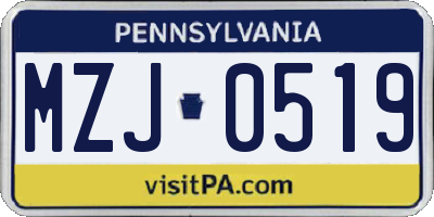 PA license plate MZJ0519