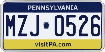 PA license plate MZJ0526