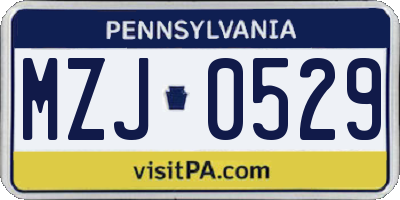 PA license plate MZJ0529