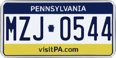 PA license plate MZJ0544