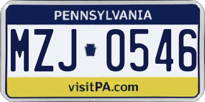 PA license plate MZJ0546