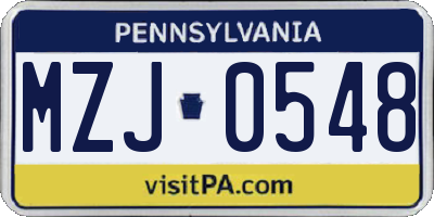 PA license plate MZJ0548