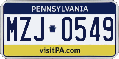 PA license plate MZJ0549