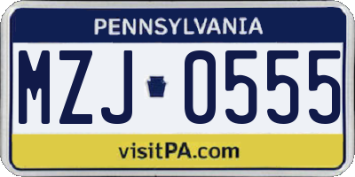 PA license plate MZJ0555