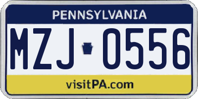 PA license plate MZJ0556