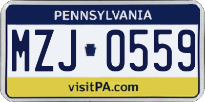 PA license plate MZJ0559