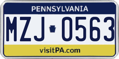 PA license plate MZJ0563