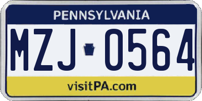 PA license plate MZJ0564