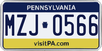 PA license plate MZJ0566
