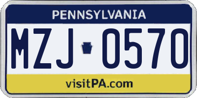 PA license plate MZJ0570