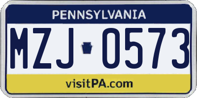 PA license plate MZJ0573