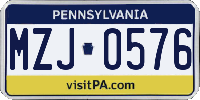 PA license plate MZJ0576