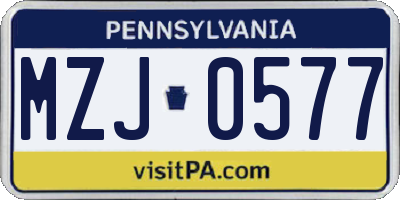 PA license plate MZJ0577