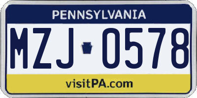 PA license plate MZJ0578