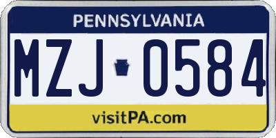 PA license plate MZJ0584