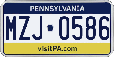 PA license plate MZJ0586