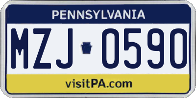 PA license plate MZJ0590