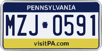 PA license plate MZJ0591