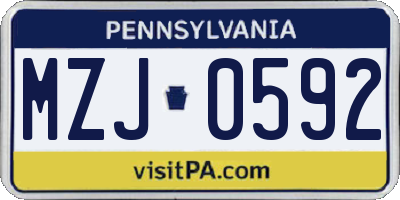PA license plate MZJ0592
