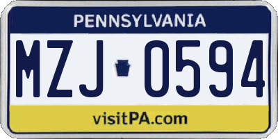 PA license plate MZJ0594