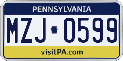 PA license plate MZJ0599