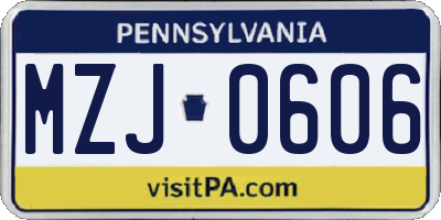 PA license plate MZJ0606