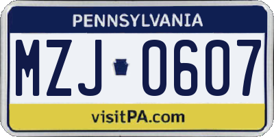 PA license plate MZJ0607