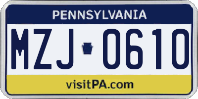 PA license plate MZJ0610