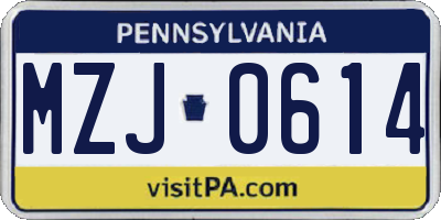 PA license plate MZJ0614