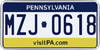 PA license plate MZJ0618