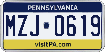 PA license plate MZJ0619
