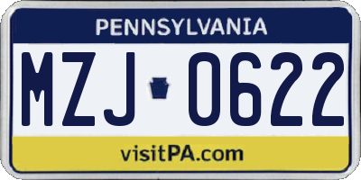PA license plate MZJ0622