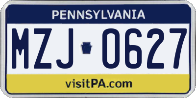 PA license plate MZJ0627