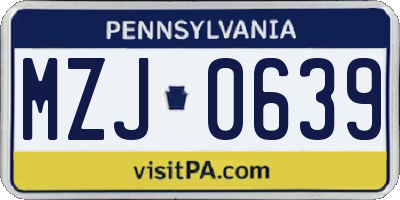 PA license plate MZJ0639