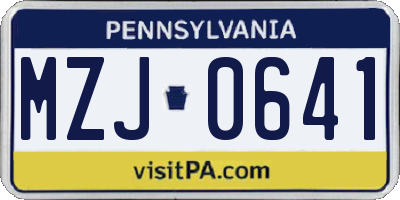 PA license plate MZJ0641