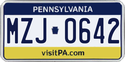 PA license plate MZJ0642