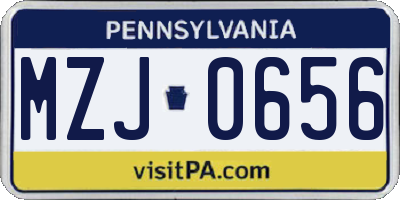 PA license plate MZJ0656