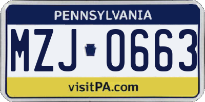 PA license plate MZJ0663